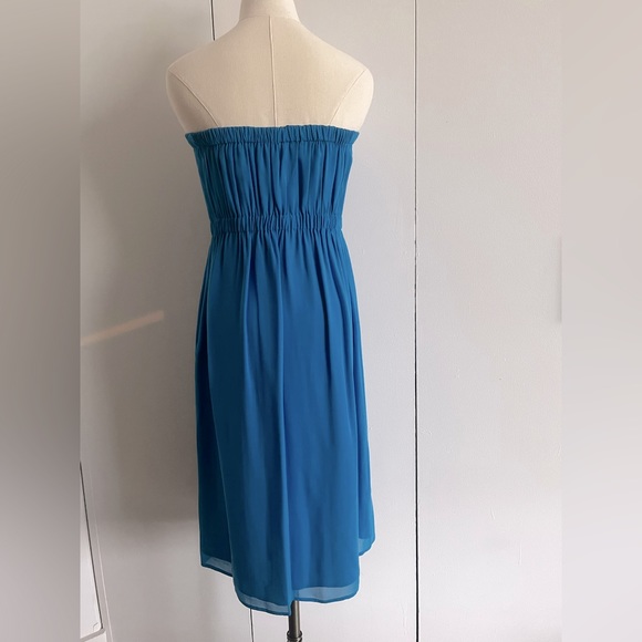 Madewell Silk Aqua Strapless Dress 10 - Picture 3 of 4